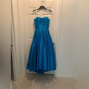 Strapless Satin Prom Dress in Vibrant Teal Blue